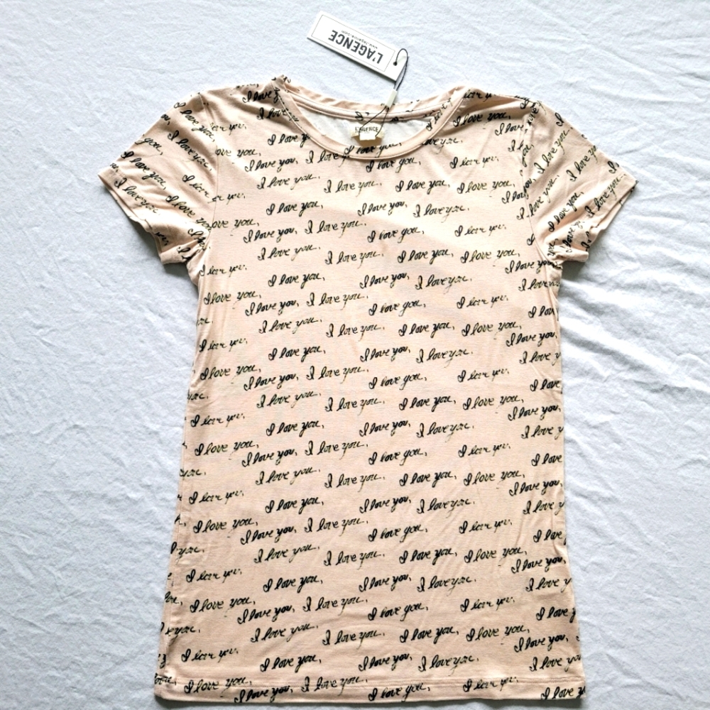 L'Agence Ressi I Love You Crewneck T-Shirt Top S M NWT